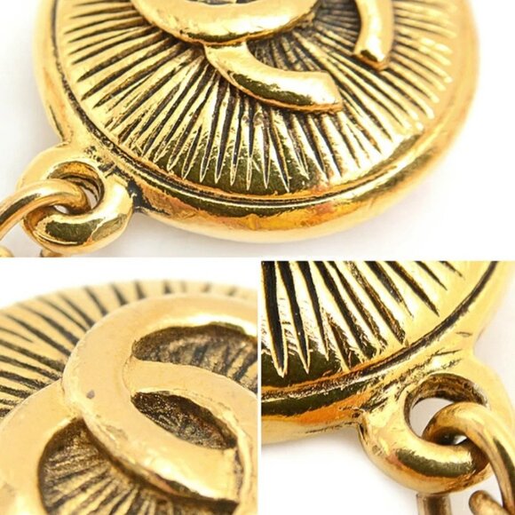 CHANEL CC Logo Round Pendant Necklace 38" Gold Tone Auth - Picture 14 of 14